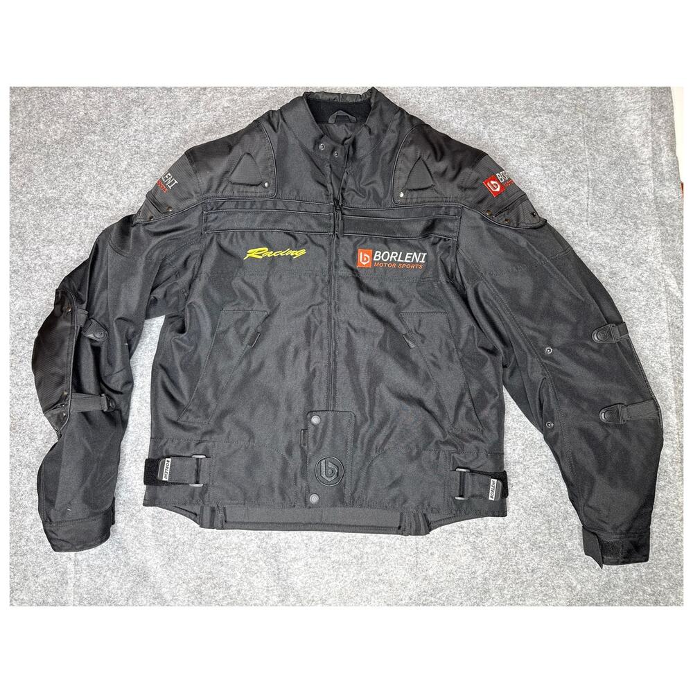 Borlini Motor Sports Motorcycle Racing Jacket Removable Liner Armor L Waterproof